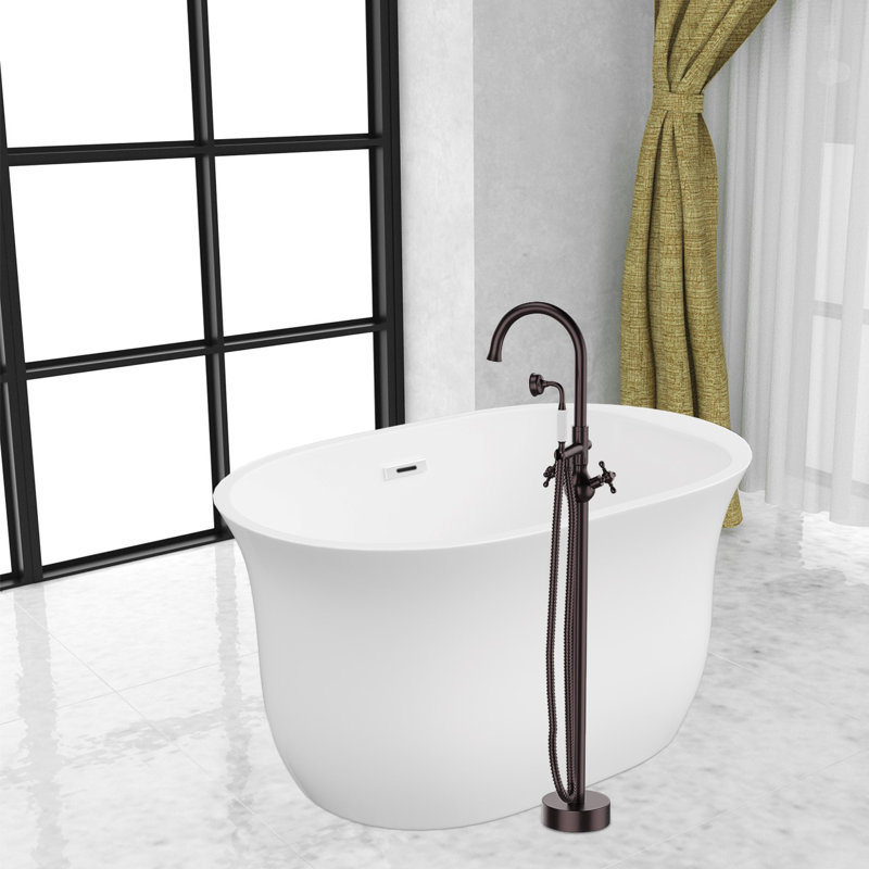 Robinet de baignoire autoportant avec douche à main en chrome, Bronze huilé