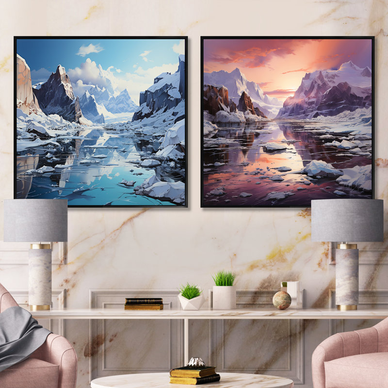 «Antartica Sublime Solitude Mute», 2 pièces, Cadre flottant noir, H 16 po x l 33 po