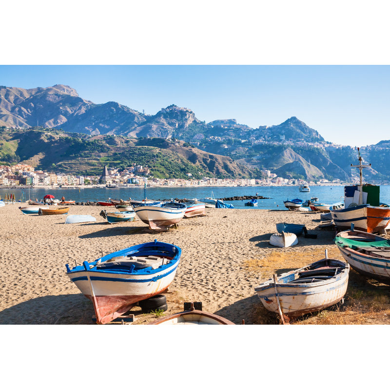 Boats On Urban Beach - Wrapped Canvas Print, 30cm H x 46cm W x 3.8cm D