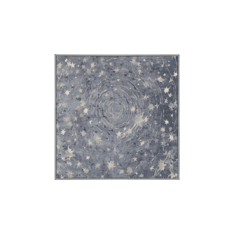 Machine Washable Gray Area Rug, Square 5'