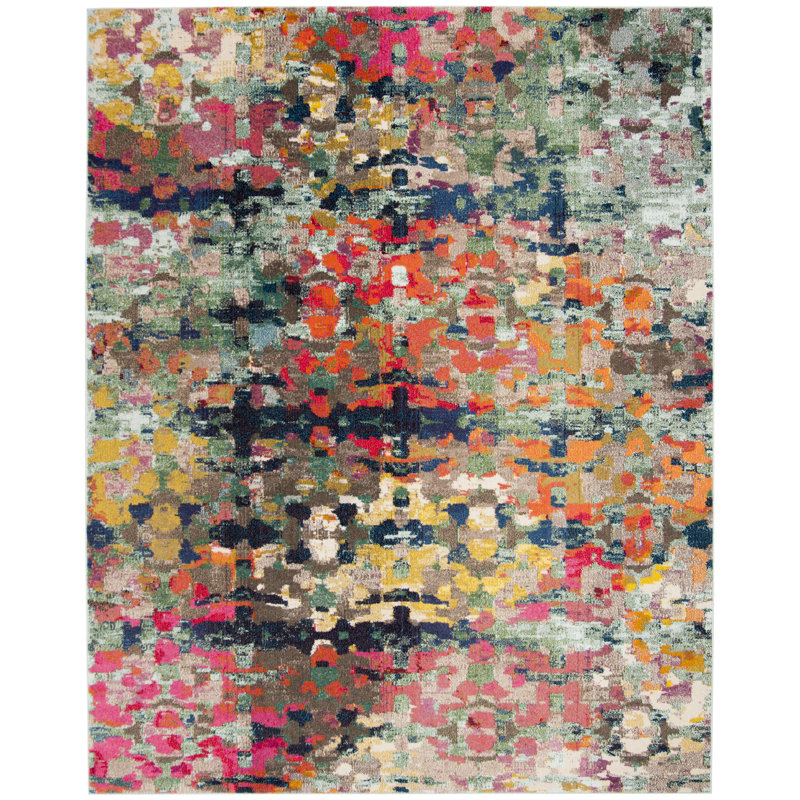 Hertzler Southwestern Green/Blue Area Rug, Rectangle 8' x 10'