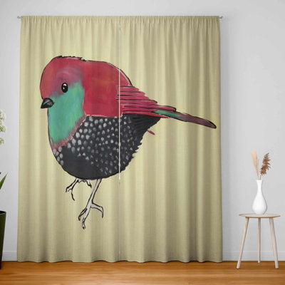 Little Purple Bird Illustration - Blackout Curtains Pair
