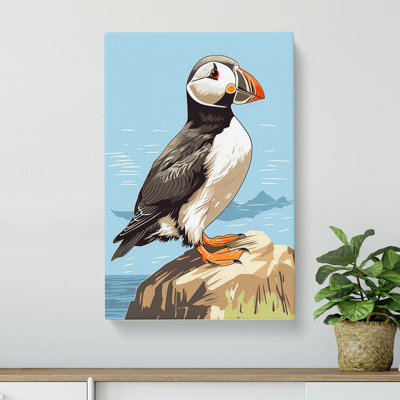 Puffin Line - Wrapped Canvas