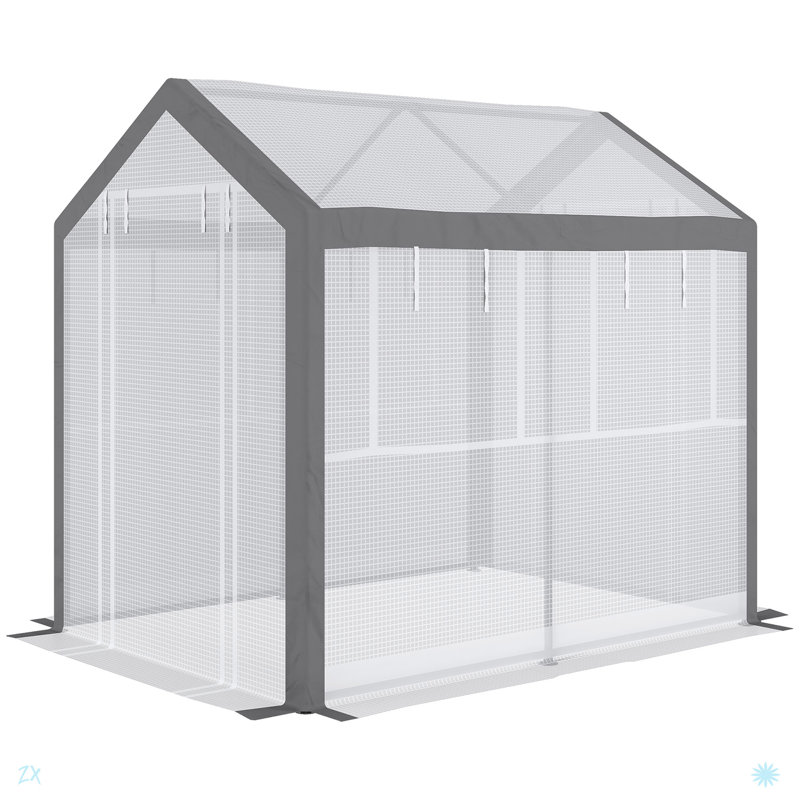 Auvent de jardin avec 6 fenêtres à enroulement, 2 portes à fermeture à glissière et housse imperméable