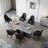 Modern Dining Set  with 110.23'' Extendable Sintered Stone Dining Table and 8 Faux Leather Dining Chairs-280342739-303530826