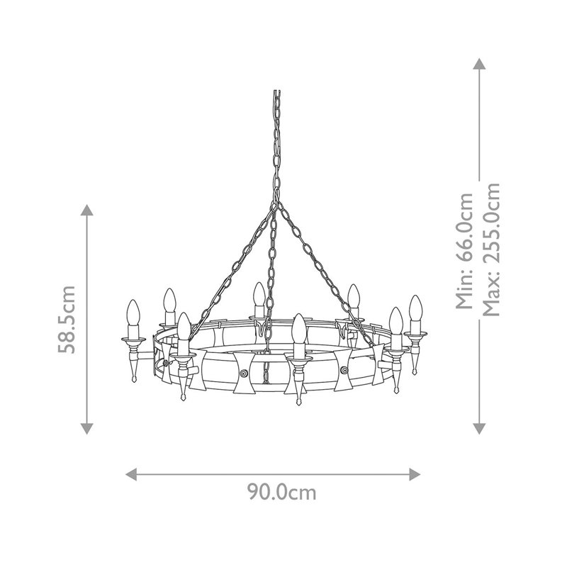 Voight 8 - Light Waggon Wheel Chandelier, Black/Silver
