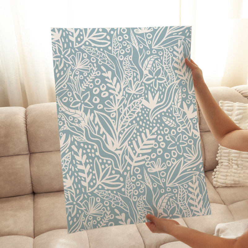«Botanical Dusty Blue Botanicals», reproduction d'art moderne sans cadre, H 14 po x l 11 po