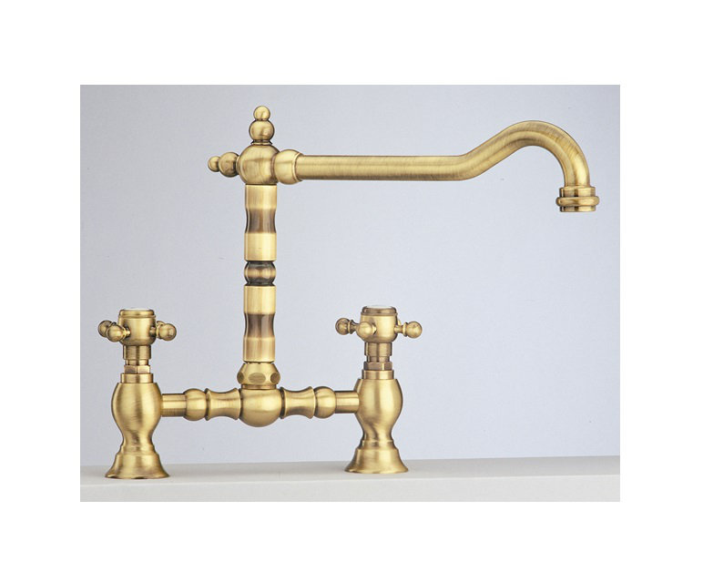 Baroq Bridge Two Lever Kitchen Tap, Bronze