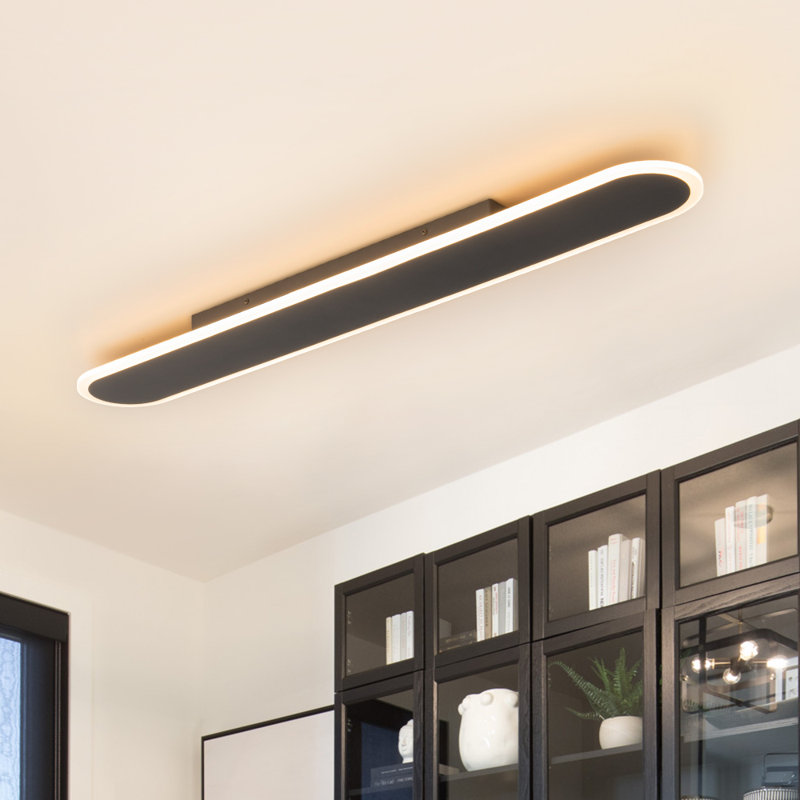 1 - Light Oval Long Led Semi Flush Mount