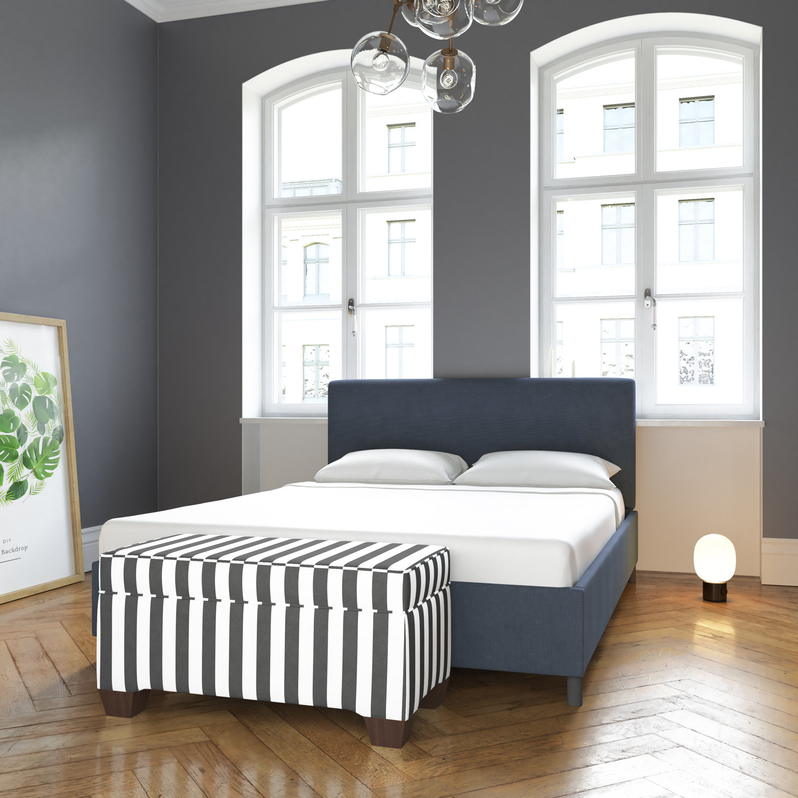 Eisley Upholstered Bed, Queen, Classic Navy Linen