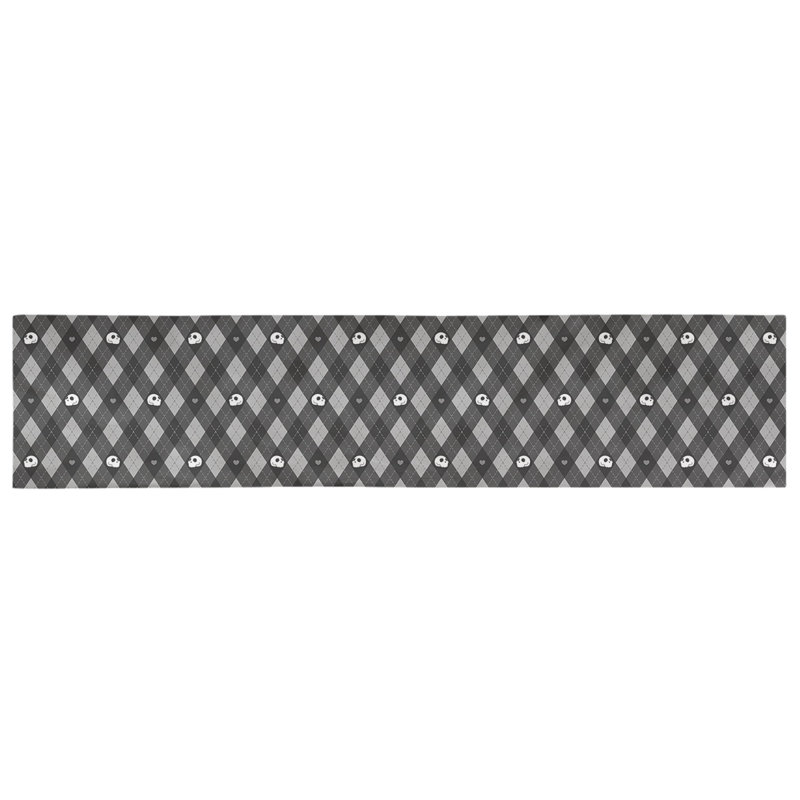 Avicia Argyle Skulls Table Runner, 73.5" x 17.5", Black, Polyester