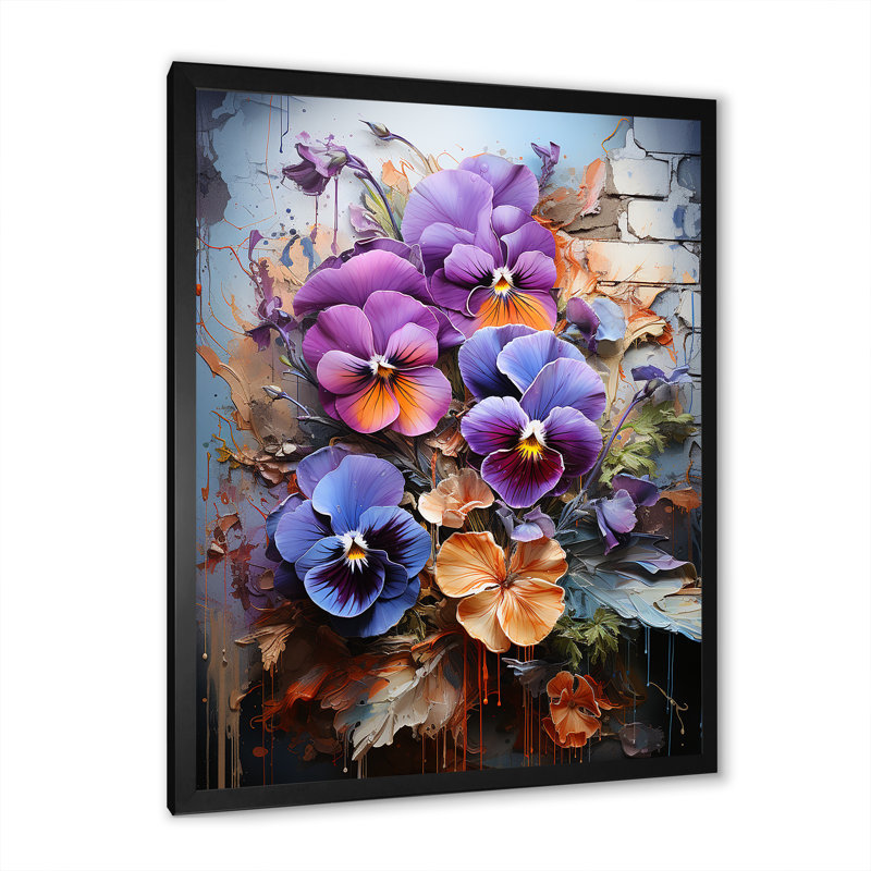Pensées tropicales de couleur oasis urbaine, Cadre simple noir, H 44 po x l 34 po x P 1,5 po