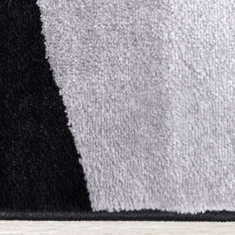 Garrick Abstract Black/Gray Area Rug, Rectangle 2'8" x 4'11"