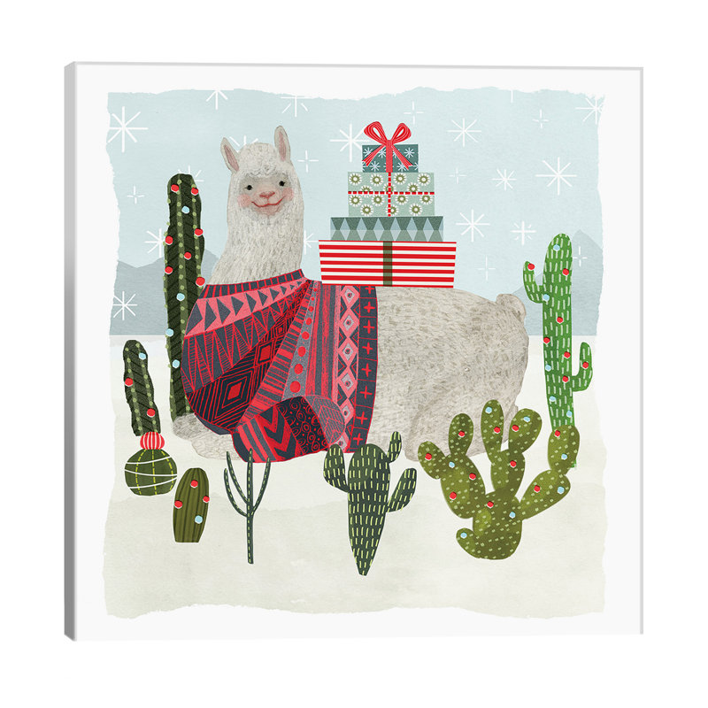 Holiday Llama IV by Victoria Borges - Wrapped Canvas Painting, 93.98 cm H x 93.98 cm W x 1.91 cm D
