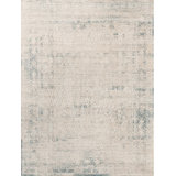 Hand Knotted Wool Area Rug in Blue/Ivory