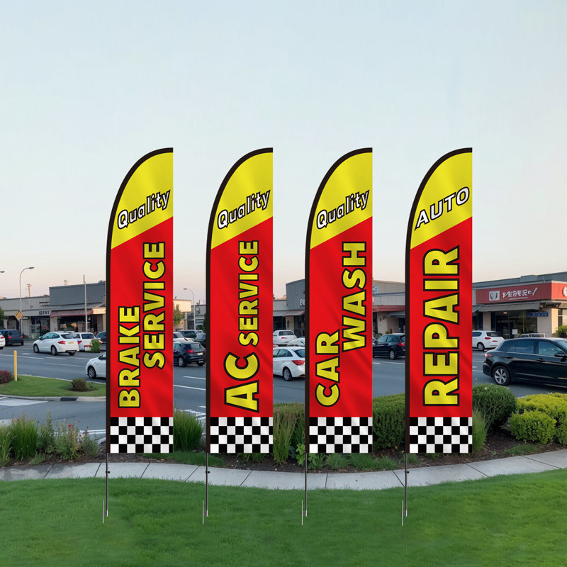 Double Sided 496.8cm H x 7.9cm W Metal Flag Set