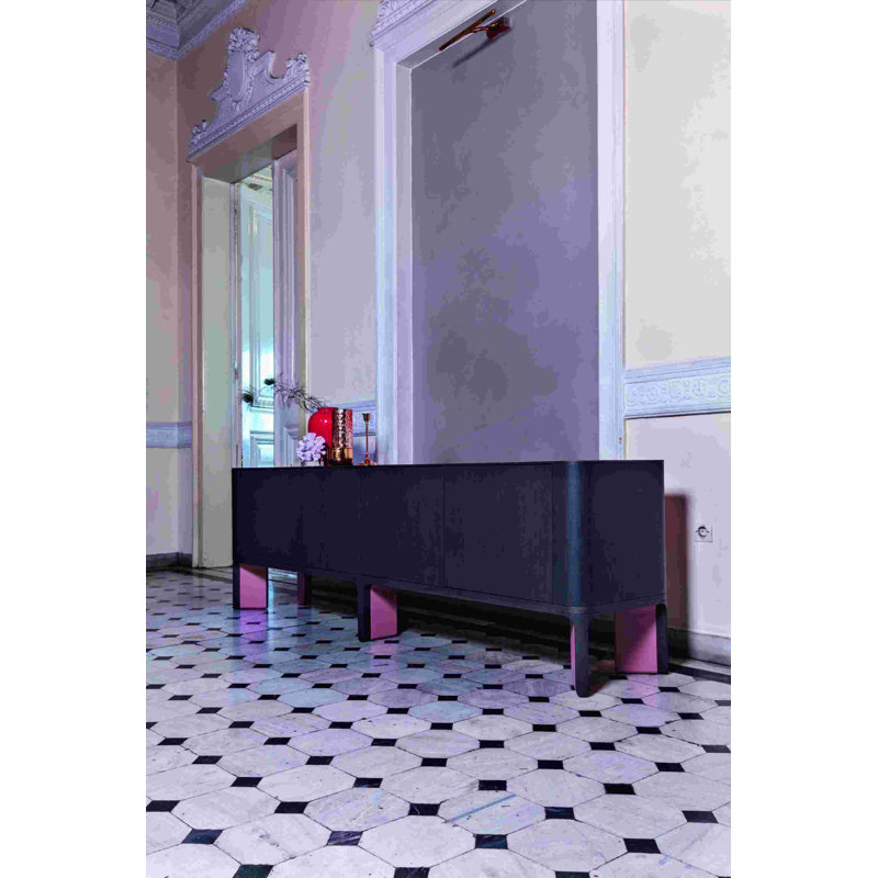 Acro-bat 94.5'' W Solid Wood Sideboard, Natural Oak/Rosewood