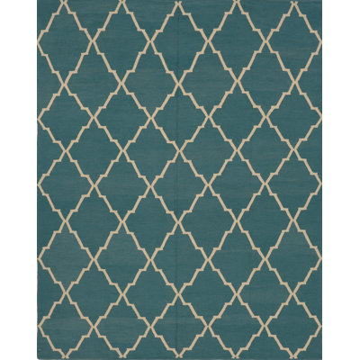 Tapis bleu handwoven à tissage plat