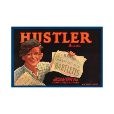 Hustler Brand California Bartletts Label Vintage Poster - Wrapped Canvas Gallery-Wrapped Canvas Giclée