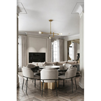 Transitional 4 Light Gold Sputnik Linear Chandelier