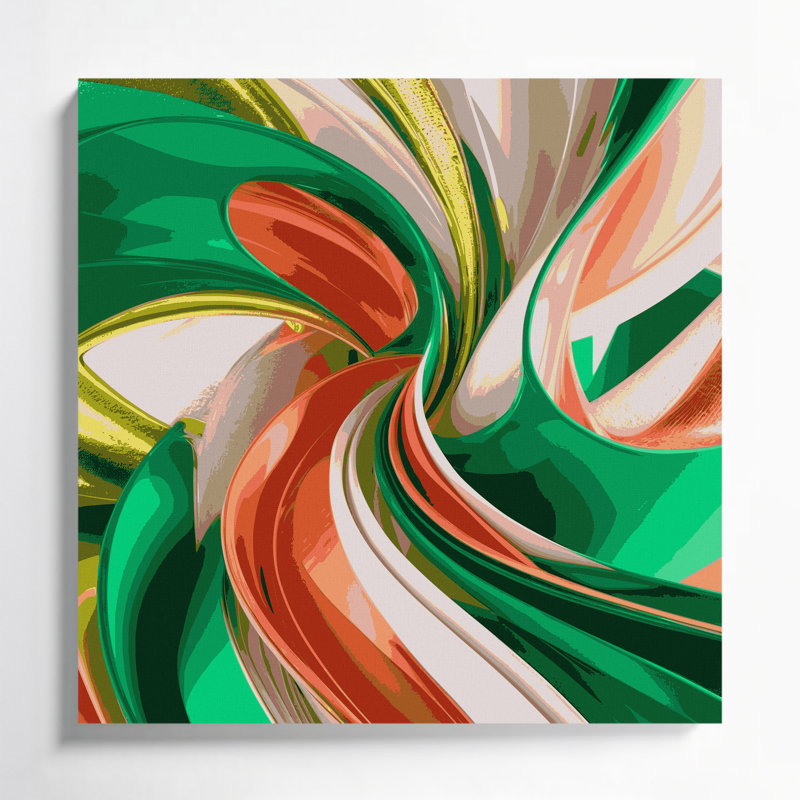 Art numérique sur toile beige Abstraction numérique 85, H 32 po x l 32 po