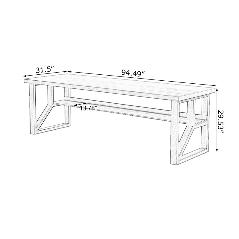 Bureaux rectangulaires en bois massif noyer, H 29,53 po x l 94,49 po x P 31,5 po