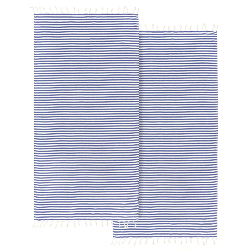  Ensemble de 2 serviettes en coton turc, Bleu océan