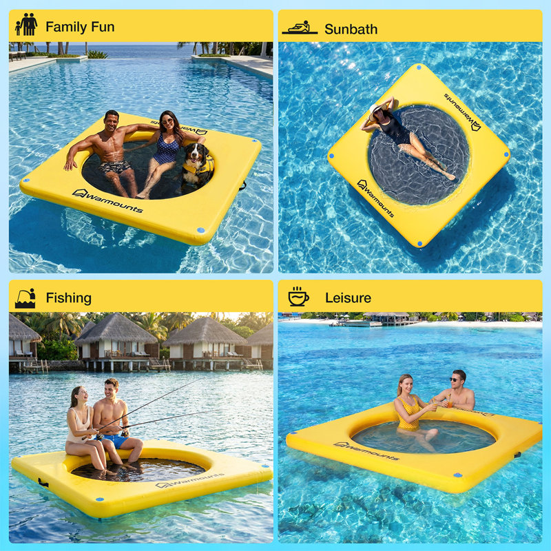 Anneau flottant gonflable rond Water Hammock, plateforme de quai gonflable Lake Floats Raft Island pour piscine pour adultes