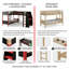 Lit superposé simple en L avec lit de mezzanine pour 3 personnes, bureau intégré, tablettes et DEL, cadre en bois de pin et en panneau de fibres à densité moyenne, noir et rouge