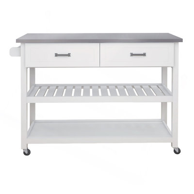 Versatile Stainless Steel Kitchen Cart With Two Drawers And Ample Storage