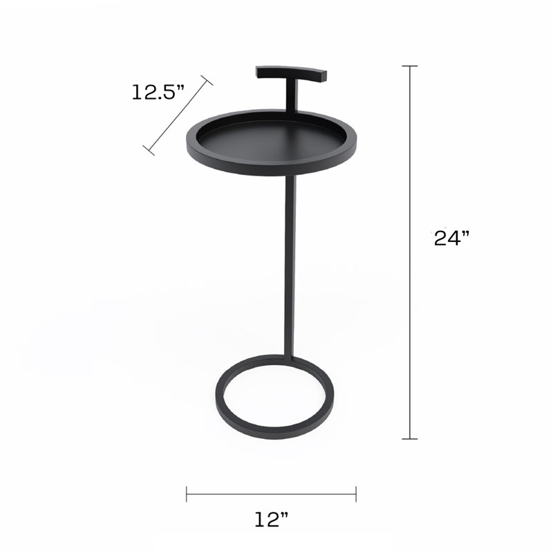 Dawson Steel Tray Top C Table or End Table with Round Lipped Top