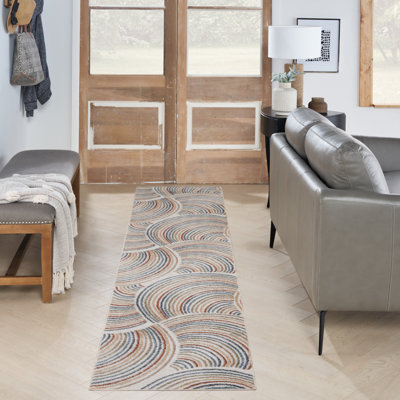 Tapis ivoire / multicolore lavable à la machine Aramus