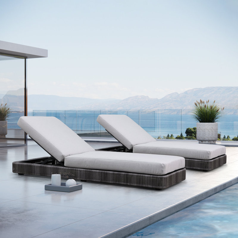Chaise longue d'extérieur en métal Poveromo, Gris graphite