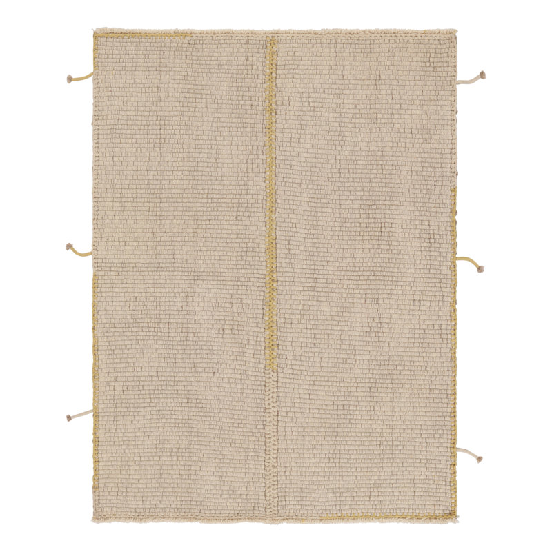 Rug & Kilim’S Accent Kilim, Square Rug With Textural Cream And Yellow Stripes