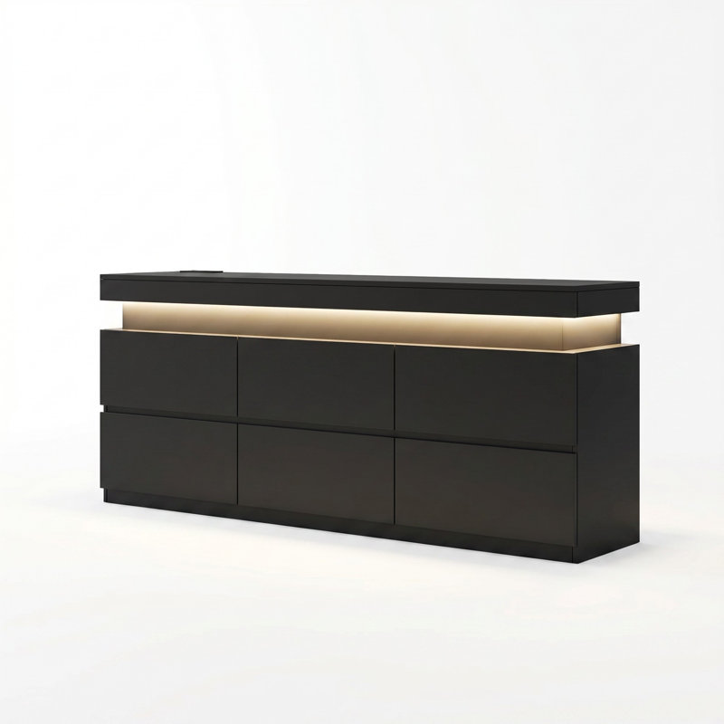 6-Drawer Dresser 55"W, Black