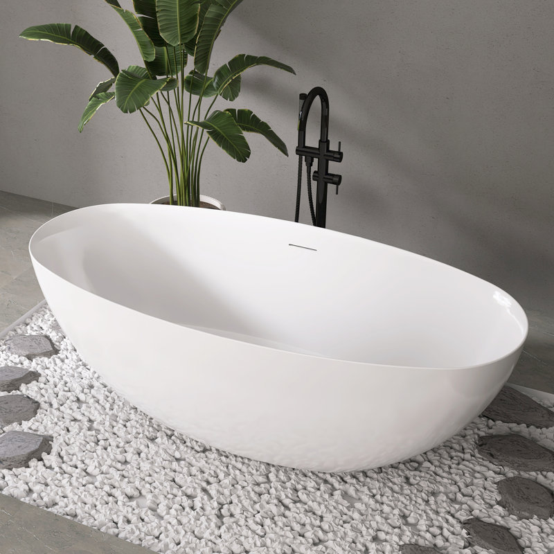 Baignoire de trempage autoportante en acrylique 65 po Fslefay