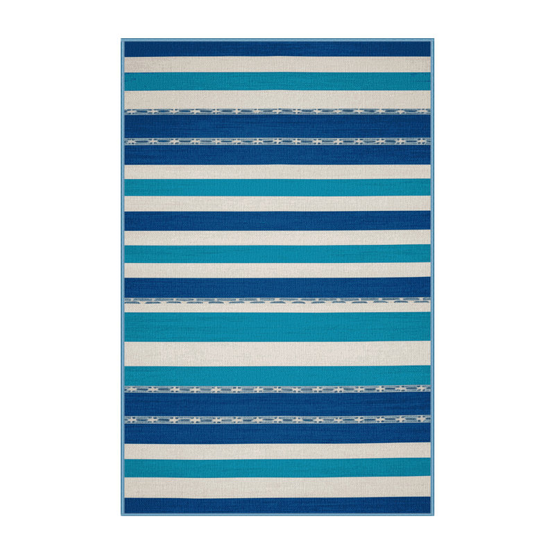  Tapis lavable rayé blanc azur, Tapis de couloir 2 pi x 4 pi