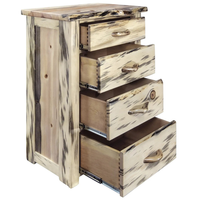 Commode 4 tiroirs Big Edge, Laque naturelle transparente