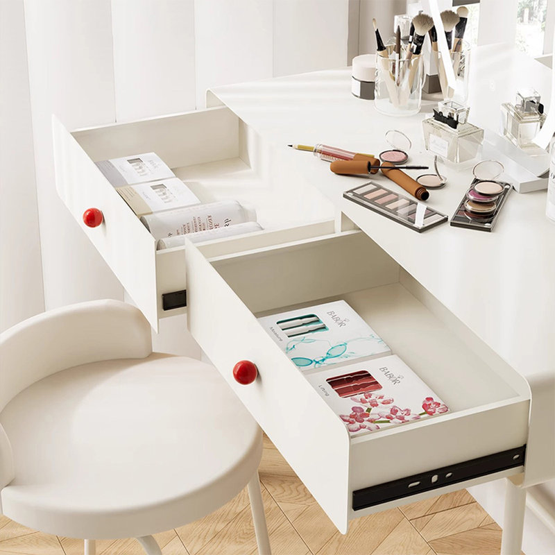 Coiffeuse de maquillage avec miroir lumineux, 2 tiroirs, 1 chaise
