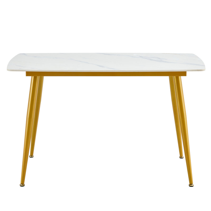 Shand Sintered Stone Dining Table, Matte White, 30" H x 50" L x 30" W