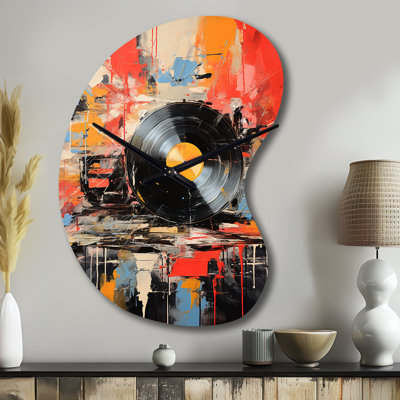 Vinyl Record Vinyl Fusion II - Asymmetrical Vinyl Records Metal Wall Clocks, Unique shape Wall Clock Print