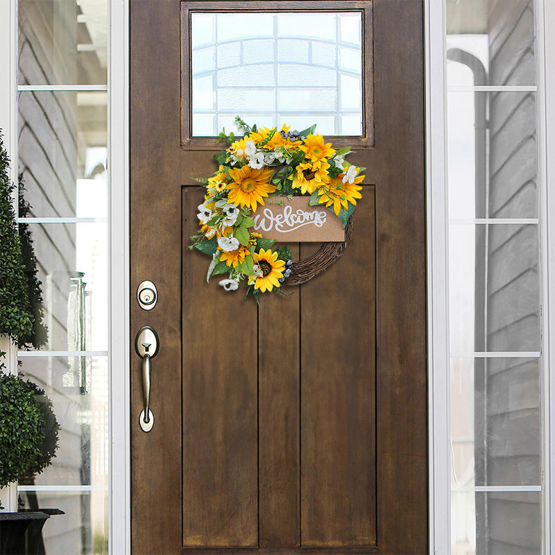 Faux Sunflower 40cm Wreath