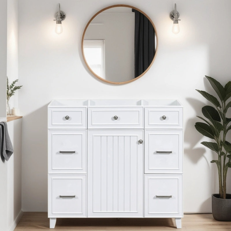 Base de meuble-lavabo simple 35,42 po Nylayah en blanc seulement