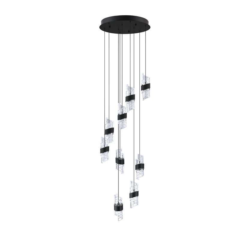 Stylish 9-Light Adjustable LED Pendant Pan - Kendall Lighting Silhouettes, Matte Black Finish