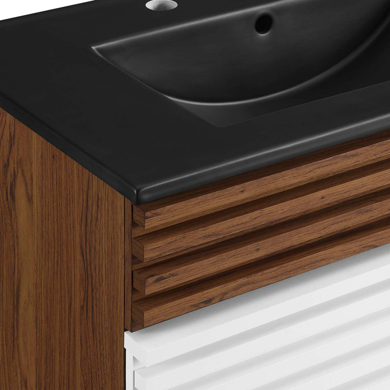 Meuble-lavabo 30 po Render par Modway, Blanc / noyer / noir