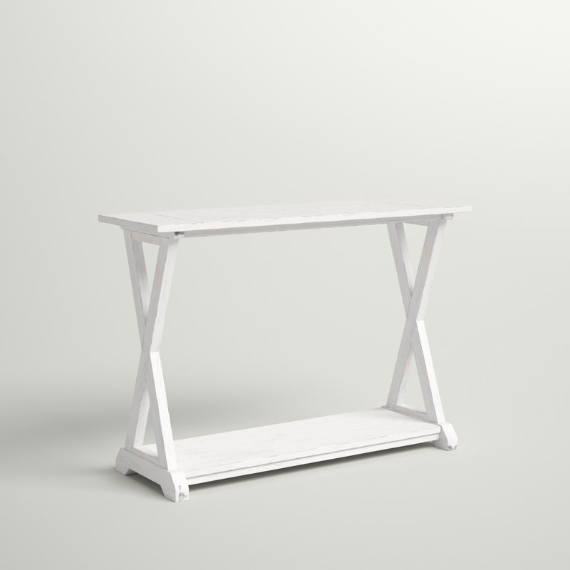 Table de bout avec tablette de rangement Danson, Blanc délavé