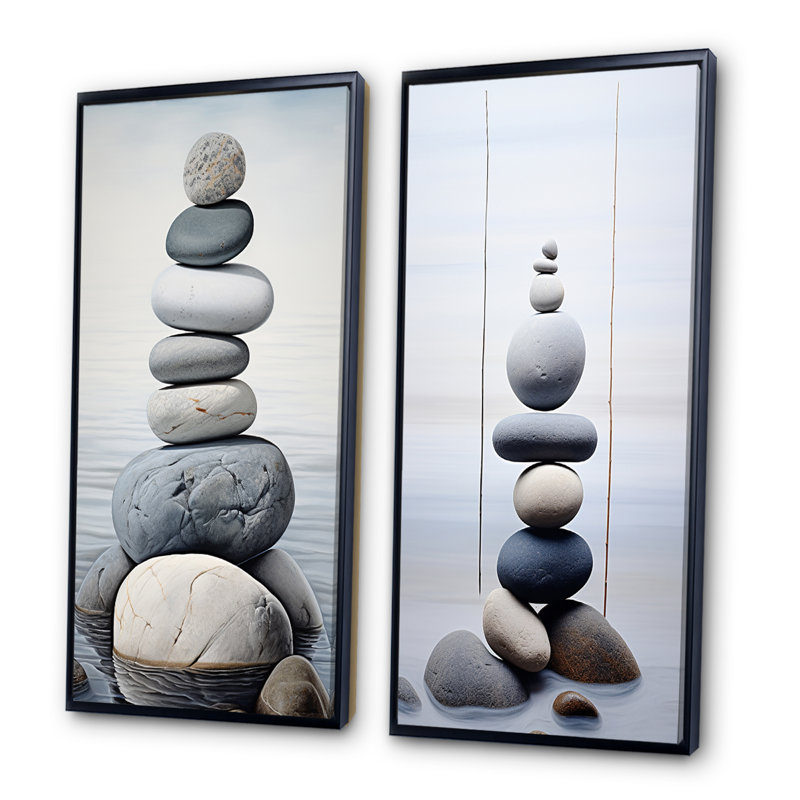 «Beach Photo Harmonic Balance» - ensemble de 2 reproductions, Cadre noir, H 20 po x l 24 po