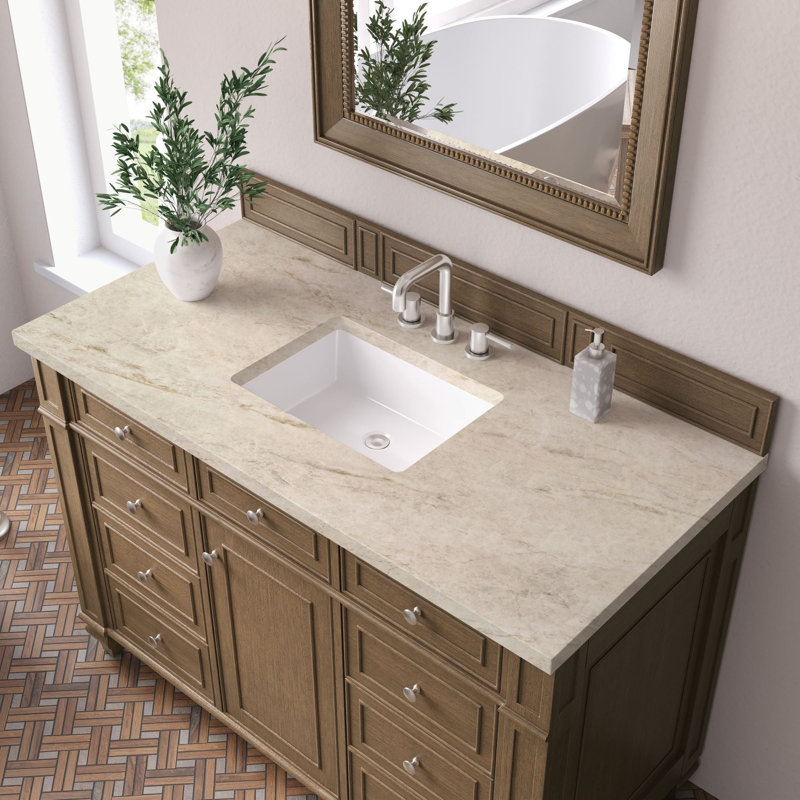 Bristol 60'' W Single Vanity, Saddle Brown, Tajnar Eclos, 8" Widespread