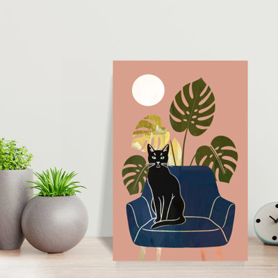 «The Sundased Feline Modern Retro Vibrant Cat», art mural