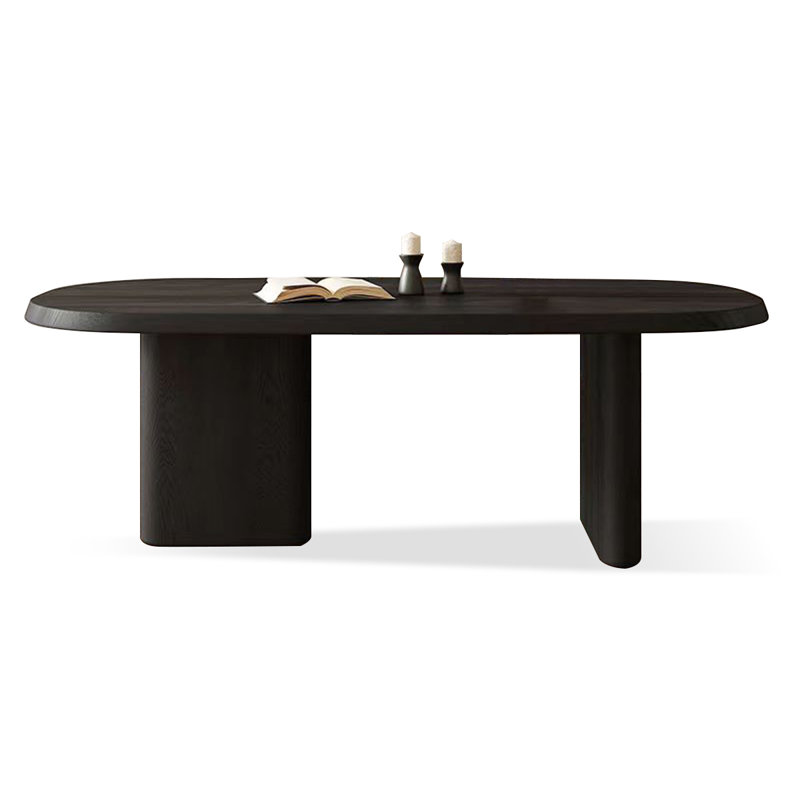 Black Oval Solid Wood Dining Tables, 29.53"H x 86.61"L x 35.43"W